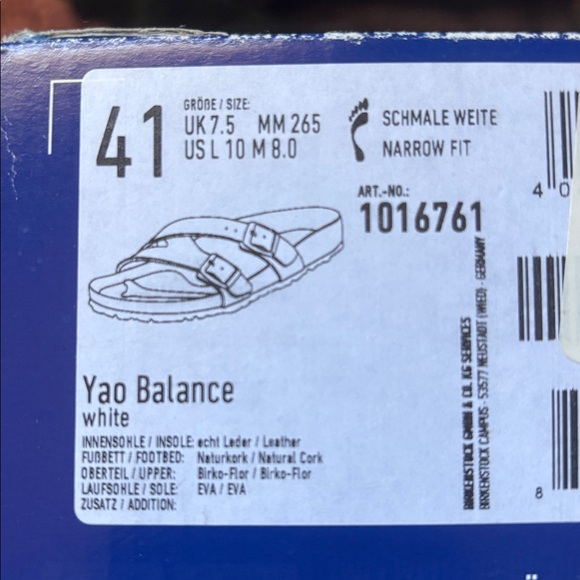 Birkenstock Yao Balance White Cross-Strap Sandals 41 - Picture 2 of 6